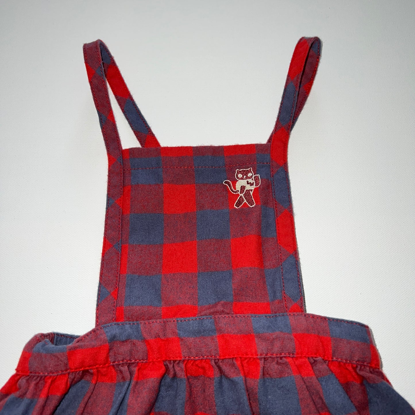 Tiny Cottons Red Plaid Dress Overalls