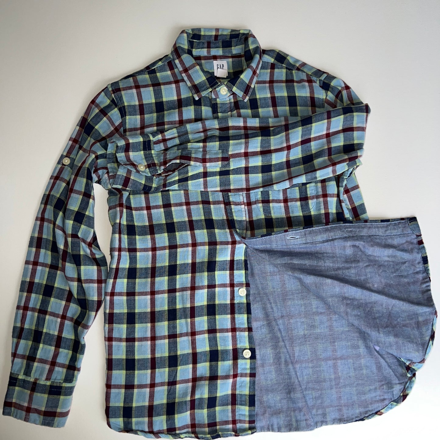 Gap Kids Blue Plaid Long-sleeve Button Down