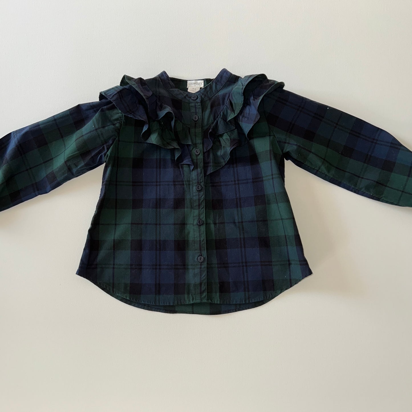 Crewcuts Green Plaid Ruffle Blouse