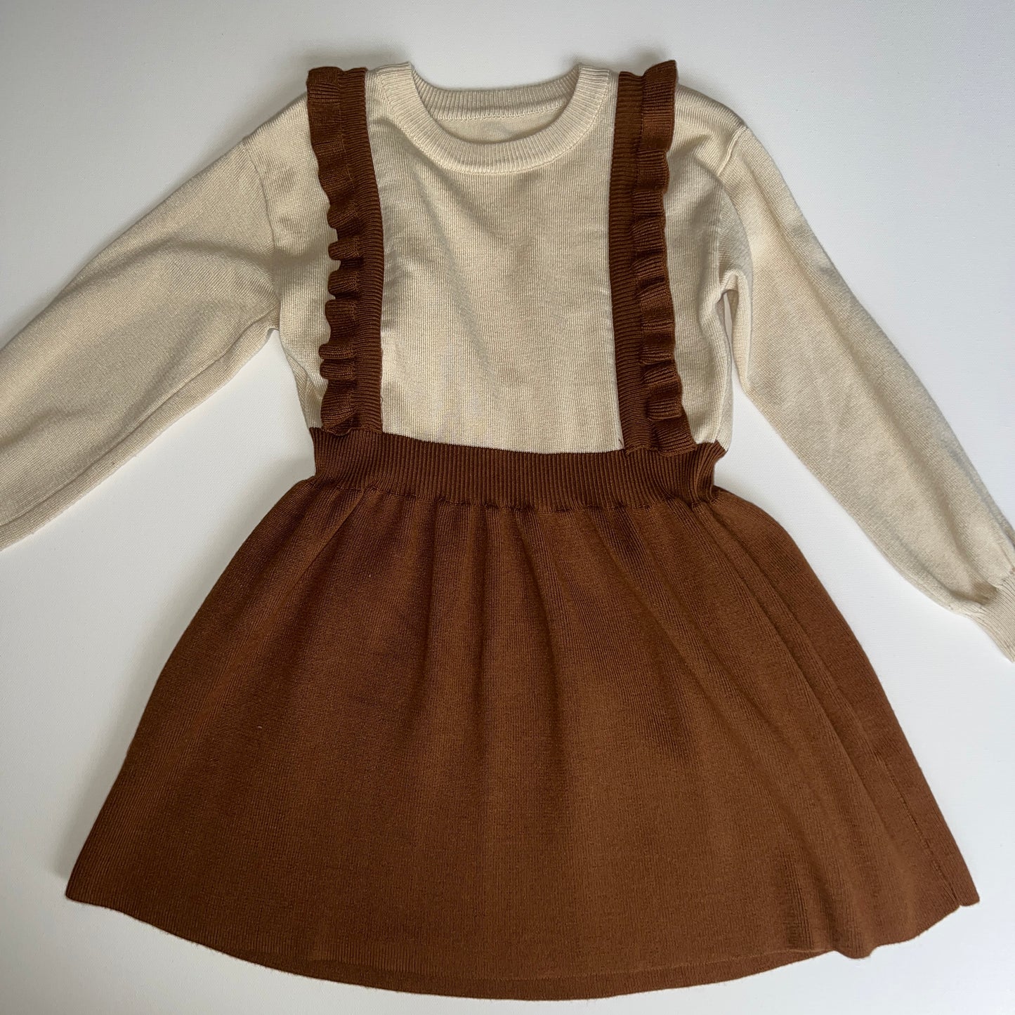 Shein Toddler Girls Two Tone Ruffle Trim 2 In 1 Sweater Dress