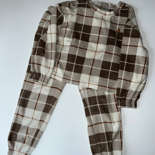 Gap Plaid Kids Pajamas Set - Brown and White