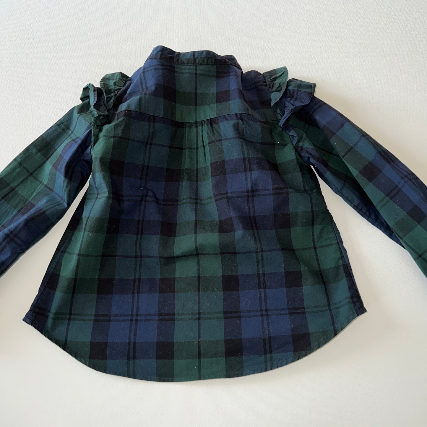 Crewcuts Green Plaid Ruffle Blouse