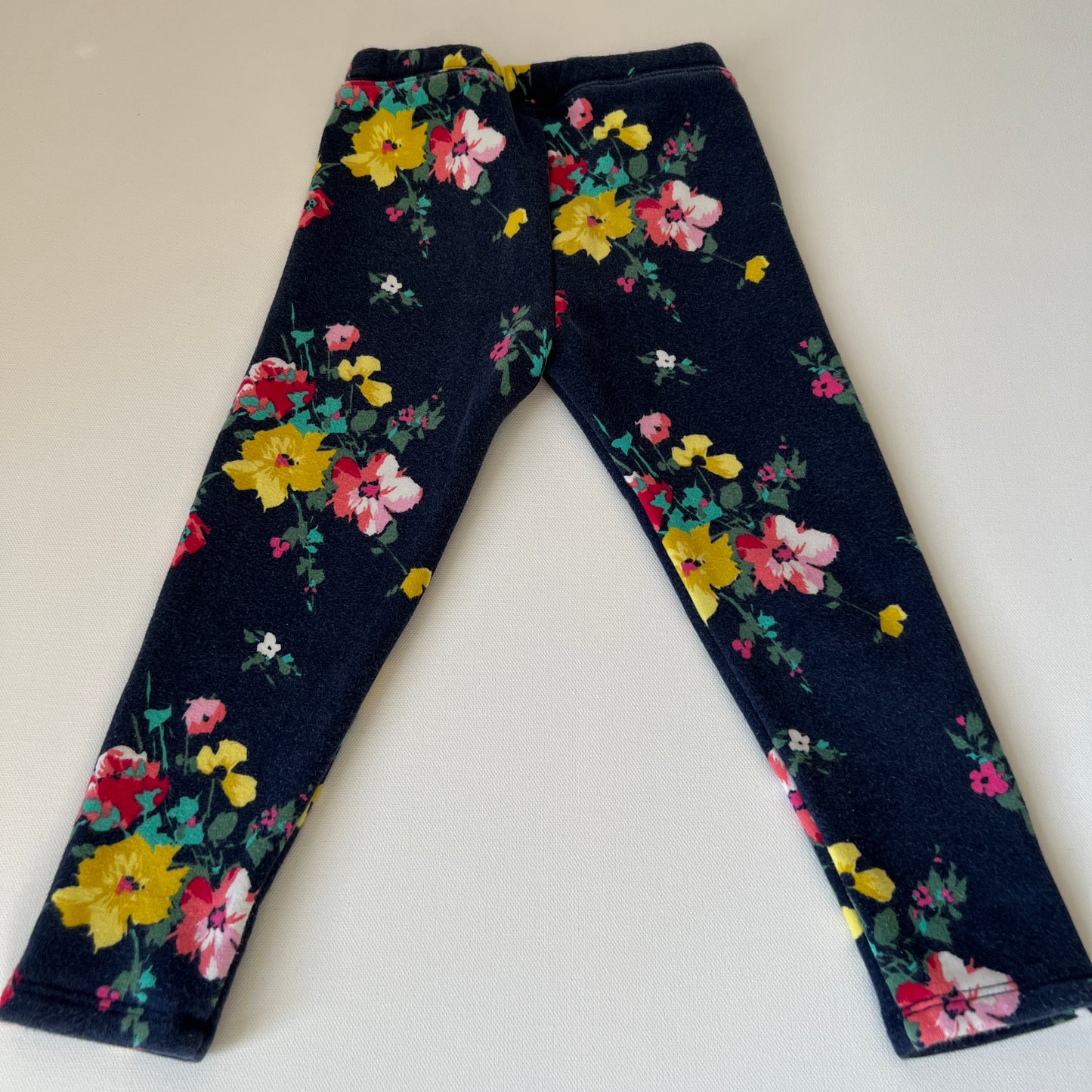 Baby Gap Girls Fleece Lined Floral Navy Leggings
