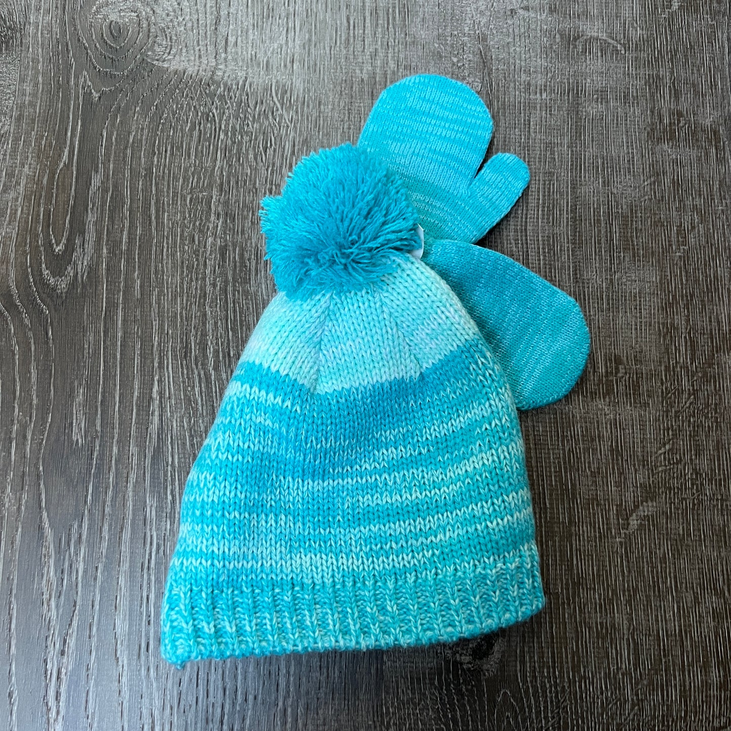 Blue Hat and Mittens Set