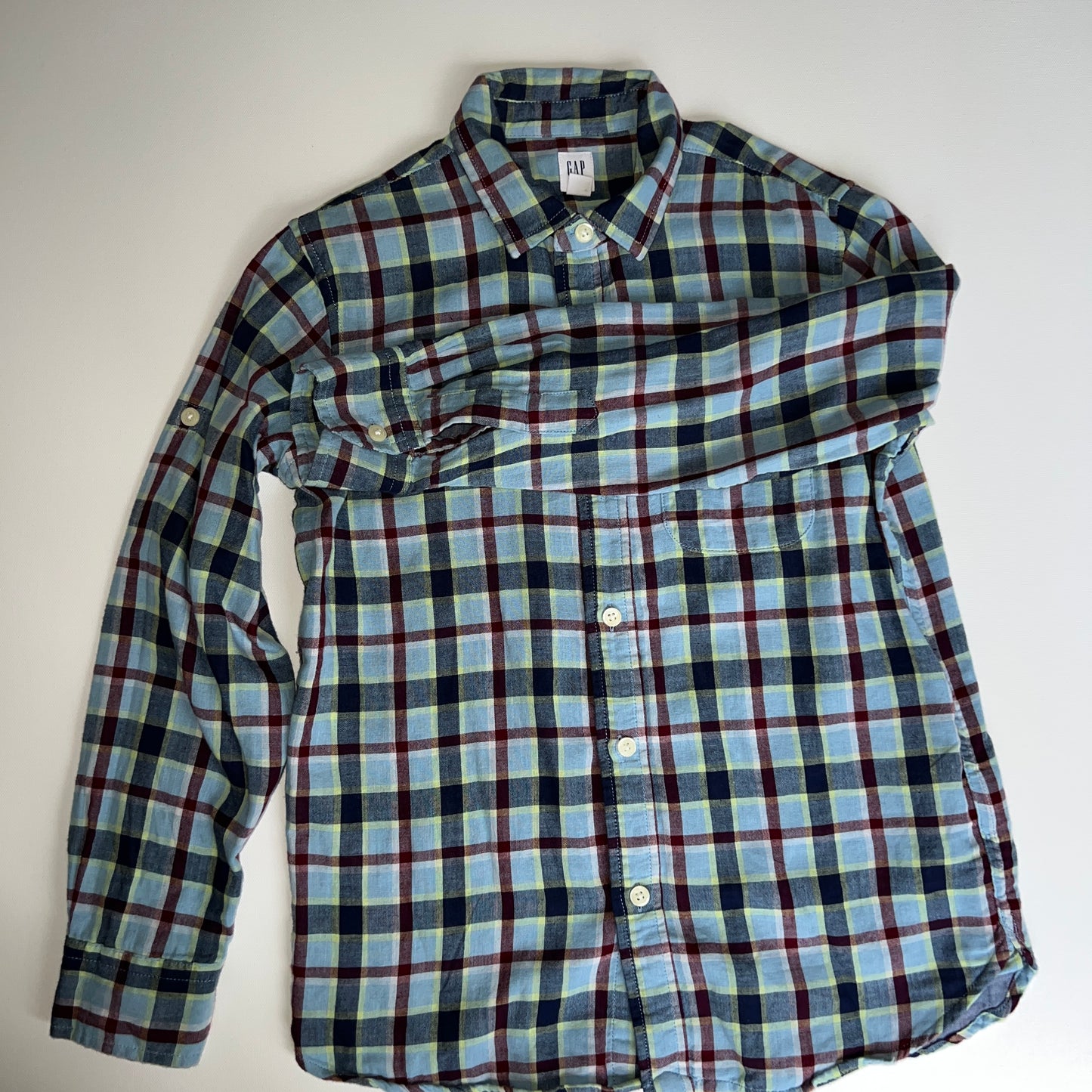 Gap Kids Blue Plaid Long-sleeve Button Down