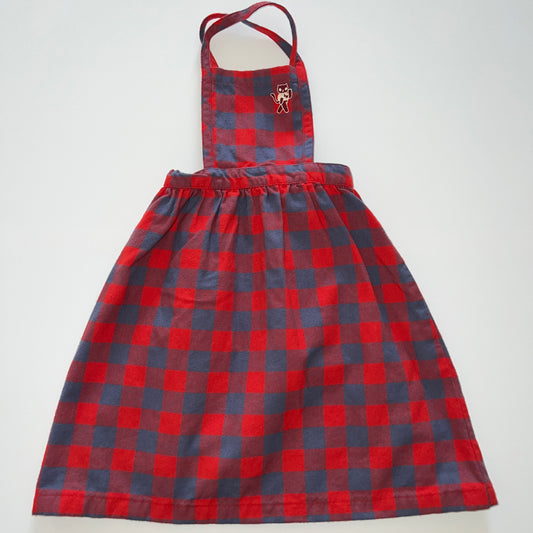 Tiny Cottons Red Plaid Dress Overalls