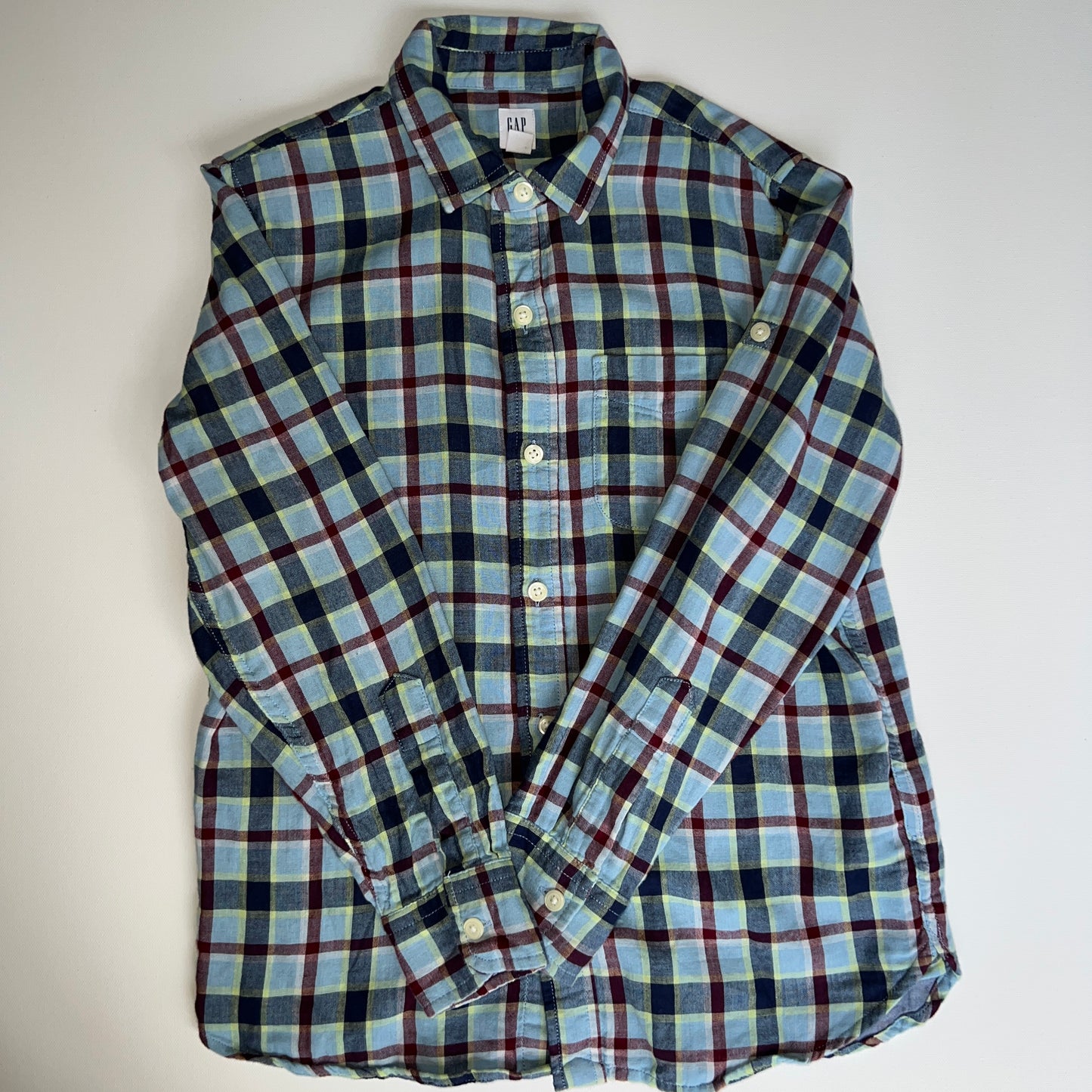 Gap Kids Blue Plaid Long-sleeve Button Down