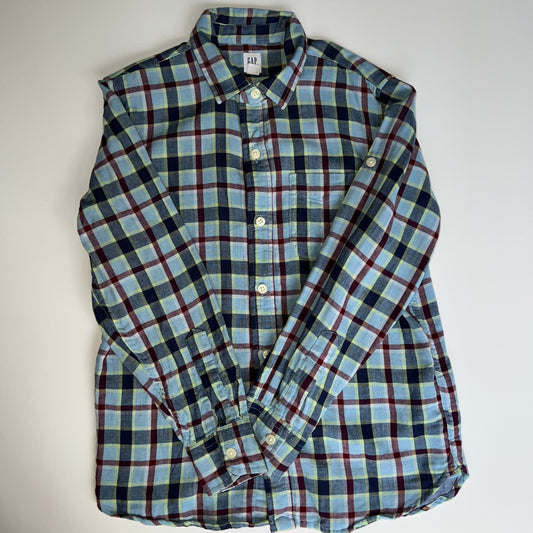 Gap Kids Blue Plaid Long-sleeve Button Down