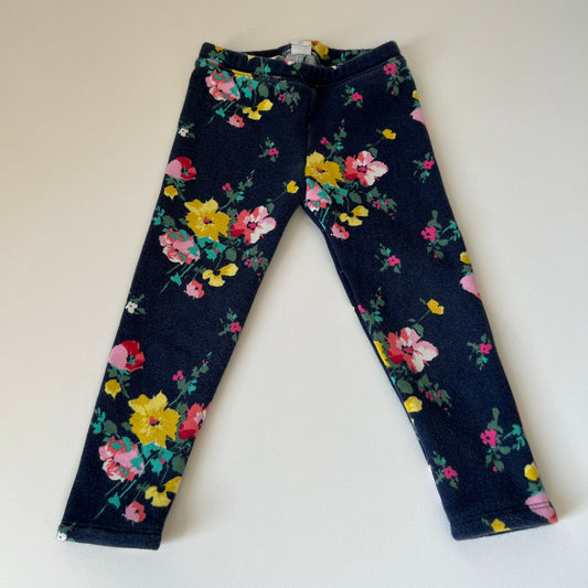 Baby Gap Girls Fleece Lined Floral Navy Leggings